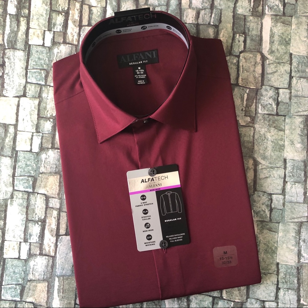 Alfani Regular Fit Dress Shirt Sz M, 15-15 1/2, 32-33